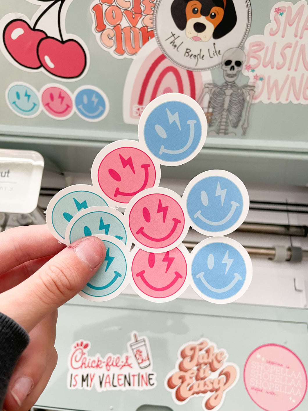 Triple Smiley Sticker | Glossy